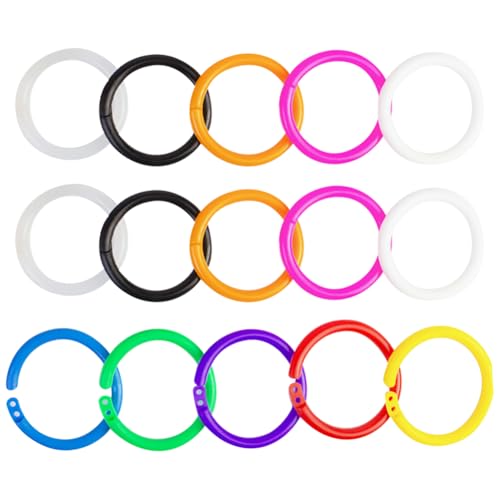100 Stück kleine Kunststoff-Binderinge, runde Notizbuch-Ringe, Papierringe, bunte lose Blätter, Buchring, Karteikarten, Ring-Clips für Studenten, Lehrer, Arbeiter, 28 mm 100 Stück kleine Kunststoff-Binderinge, runde Notizbuch-Ringe, Papierringe, bunte lose Blätter, Buchring, Karteikarten, Ring-Clips für Studenten, Lehrer, Arbeiter, 28 mm von FSSTUD