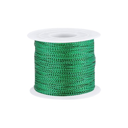 100 m x 1 mm Metallic-Farbe, dünne Lametta-Schnur, Geschenkverpackungsschnur, Ornament, Hängegarn, Schmuckherstellung, geflochtene Haarschnur, Hängeetikett, dekoratives Garn für Weihnachten, Grün 100 m x 1 mm Metallic-Farbe, dünne Lametta-Schnur, Geschenkverpackungsschnur, Ornament, Hängegarn, Schmuckherstellung, geflochtene Haarschnur, Hängeetikett, dekoratives Garn für Weihnachten, Grün von FSSTUD