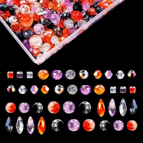 1000 Stück sortierte facettierte Kristallperlen, quadratische Glasperlen, Würfel, Freundschaftsarmband, Schmuckherstellung, Tropfenperlen mit Aufbewahrungsbox, Schwarz, Orange und Violett 1000 Stück sortierte facettierte Kristallperlen, quadratische Glasperlen, Würfel, Freundschaftsarmband, Schmuckherstellung, Tropfenperlen mit Aufbewahrungsbox, Schwarz, Orange und Violett von FSSTUD