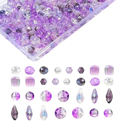 1000 Stück sortierte facettierte Kristallperlen, quadratische Glasperlen, Würfel, Freundschaftsarmband, Schmuckherstellung, Tropfenperlen mit Aufbewahrungsbox, Violett 1000 Stück sortierte facettierte Kristallperlen, quadratische Glasperlen, Würfel, Freundschaftsarmband, Schmuckherstellung, Tropfenperlen mit Aufbewahrungsbox, Violett von FSSTUD