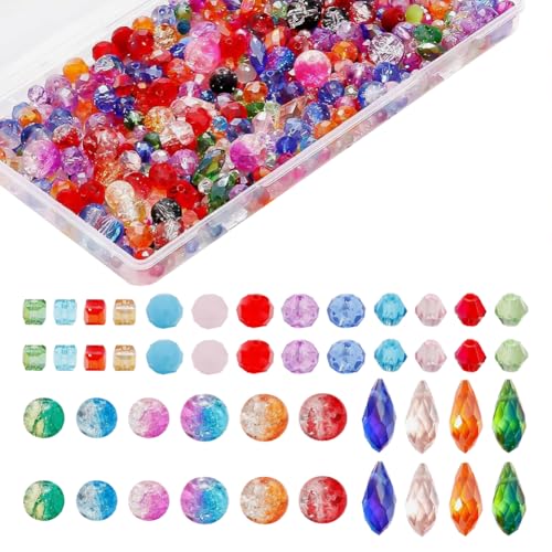 1000 Stück sortierte facettierte Kristallperlen, quadratische Glasperlen, Würfel, Freundschaftsarmband, Schmuckherstellung, Tropfenperlen mit Aufbewahrungsbox, bunt 1000 Stück sortierte facettierte Kristallperlen, quadratische Glasperlen, Würfel, Freundschaftsarmband, Schmuckherstellung, Tropfenperlen mit Aufbewahrungsbox, bunt von FSSTUD