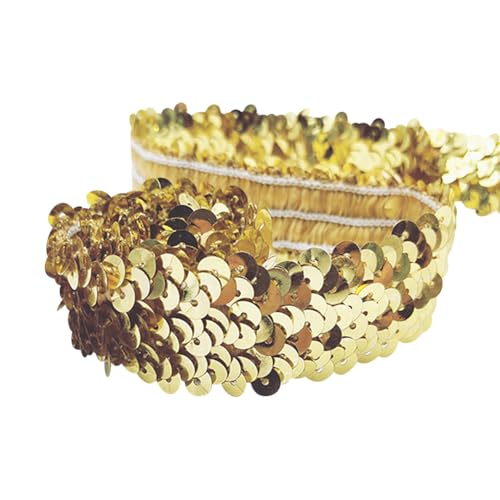 10m x 3cm Elastisches Paillettenband Zierband Flach Glitzer Pailletten Streifen Funkelnder Stoff Trim Handwerk Nähen Trimmen Sparkle Stretch Band für Kostüm Stirnband Golden 10m x 3cm Elastisches Paillettenband Zierband Flach Glitzer Pailletten Streifen Funkelnder Stoff Trim Handwerk Nähen Trimmen Sparkle Stretch Band für Kostüm Stirnband Golden von FSSTUD