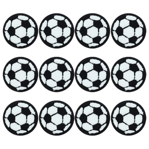 FSSTUD 12 Stück 5,5 cm kleine Fußball-Flicken zum Aufbügeln auf Sportapplikationen, Basteln, Nähen, Ball, bestickte Aufnäher für Hosen, Mützen FSSTUD 12 Stück 5,5 cm kleine Fußball-Flicken zum Aufbügeln auf Sportapplikationen, Basteln, Nähen, Ball, bestickte Aufnäher für Hosen, Mützen von FSSTUD