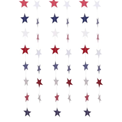 12 m große, rot-weiß-blaue Sterngirlande, patriotischer Stern, hängende Banner, 4. Juli, Sternschlangen, Unabhängigkeitstag, Stern-Banner, Girlande, 4. Juli, Party-Dekoration für Gedenktag 12 m große, rot-weiß-blaue Sterngirlande, patriotischer Stern, hängende Banner, 4. Juli, Sternschlangen, Unabhängigkeitstag, Stern-Banner, Girlande, 4. Juli, Party-Dekoration für Gedenktag von FSSTUD