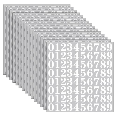 FSSTUD 1200 Stück 2,5 cm selbstklebende Zahlenaufkleber aus Vinyl, wasserdicht, für Briefkasten, Nummernaufkleber, Adressnummern-Etiketten für Klassenzimmer, Zuhause, Weiß 1 von FSSTUD