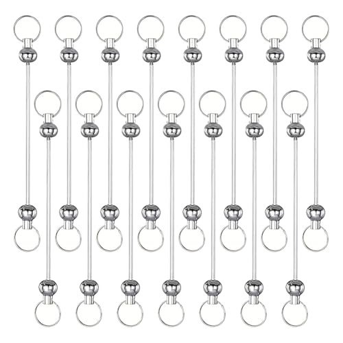 15 Stück Perlen-Schlüsselanhänger, zum Selbermachen, mit abnehmbaren Perlen, Metall-Schlüsselanhänger, Stäbe, Basteln, Perlen, Schlüsselanhänger, Zubehör zur Herstellung von Schlüsselanhängern von FSSTUD