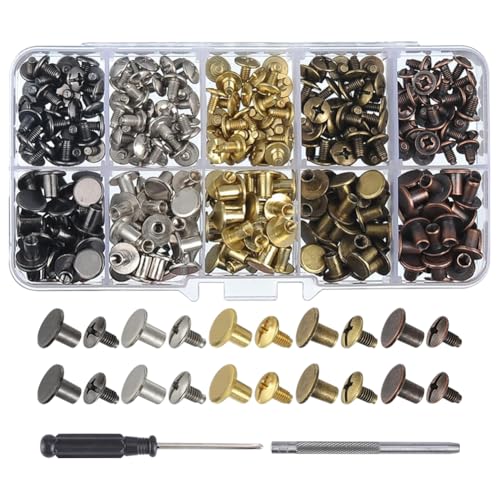150 Sets 8 mm sortierte Farben, Bindeschraube, Flachkopf, Knopfstecker, Ledergürtel, Schrauben, Nieten, Metall, Kleidung, Spikes, Leder, Bastelbedarf, Nieten mit Kunststoffbox für Taschen und Schuhe 150 Sets 8 mm sortierte Farben, Bindeschraube, Flachkopf, Knopfstecker, Ledergürtel, Schrauben, Nieten, Metall, Kleidung, Spikes, Leder, Bastelbedarf, Nieten mit Kunststoffbox für Taschen und Schuhe von FSSTUD