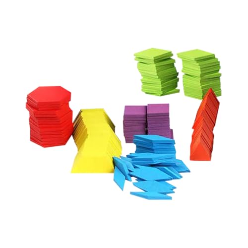 155-teiliges Holzmusterblöcke-Set, geometrische Formen, Blöcke, pädagogische Holzblöcke, mehrfarbige Holzpuzzles, lustige pädagogische Puzzles mit Kartenaufbewahrungstasche zum Lernen von FSSTUD