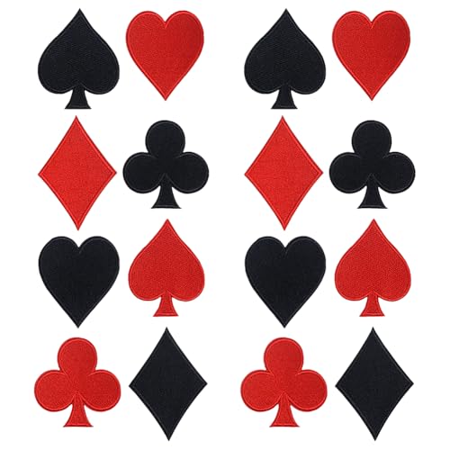 16 Stück Pokerkarten-Patches mit Spielkarten-Applikationen, bestickte Herzapplikationen, Clubs, zum Aufnähen, Diamant-Stickerei-Flicken zum Aufbügeln für Socken, Rucksäcke 16 Stück Pokerkarten-Patches mit Spielkarten-Applikationen, bestickte Herzapplikationen, Clubs, zum Aufnähen, Diamant-Stickerei-Flicken zum Aufbügeln für Socken, Rucksäcke von FSSTUD