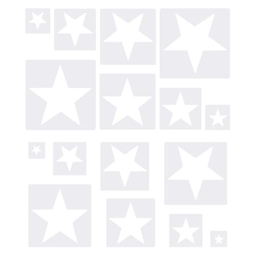 16 Stück große Stern-Kunststoff-Schablonen, Malerei, Zeichnen, Sternvorlagen, Sprühen auf Papier, Stoffschablonen, Acrylfarbe, Schablonen, niedliche Schablone, Dekoration für Kunstprojekte 16 Stück große Stern-Kunststoff-Schablonen, Malerei, Zeichnen, Sternvorlagen, Sprühen auf Papier, Stoffschablonen, Acrylfarbe, Schablonen, niedliche Schablone, Dekoration für Kunstprojekte von FSSTUD