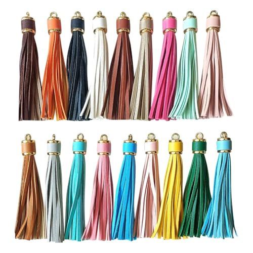 18 Stück 10 cm lange Kunstleder-Quasten, bunte Schlüsselanhänger, Quasten-Anhänger, DIY, Tasche, Charm, Quasten, Handwerk, Schmuckherstellung, Quaste, Fransen, Schlüsselanhänger, Anhänger mit Schlaufe 18 Stück 10 cm lange Kunstleder-Quasten, bunte Schlüsselanhänger, Quasten-Anhänger, DIY, Tasche, Charm, Quasten, Handwerk, Schmuckherstellung, Quaste, Fransen, Schlüsselanhänger, Anhänger mit Schlaufe von FSSTUD