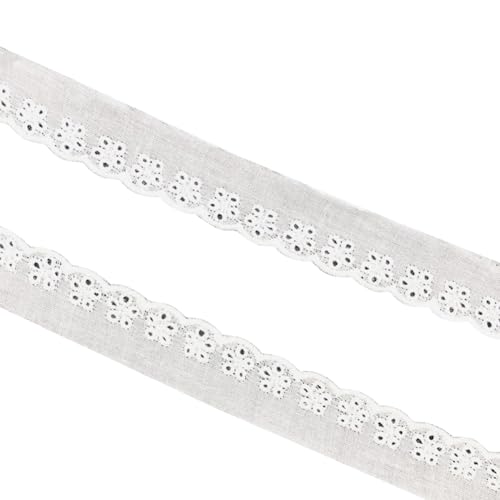 2,5 cm x 12,7 m Baumwolle Öse Spitzenband Trim gewellter Rand Stoff Spitzenbesatz Floral bestickt Nähen Schnürsenkel Vintage Stickerei Bordüren Elegante Kleidung Dekoratives Band für Tischdecke Kissen von FSSTUD