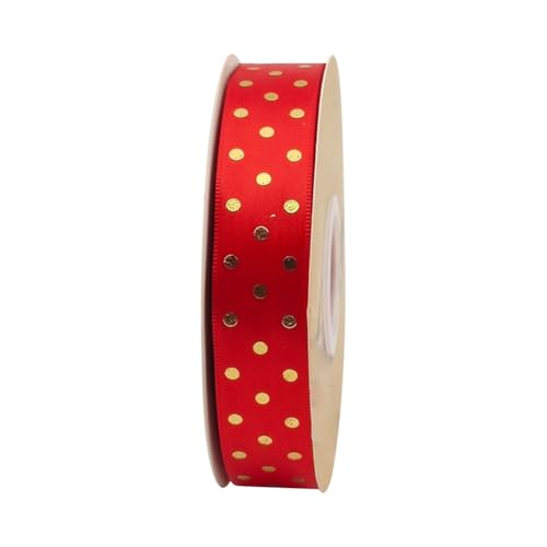 2,5 cm x 45,7 m dünnes gepunktetes Stoffband, klassisches Geschenkband, Rolle, Vintage-Blumen-Bouquet, Haarschleife, Kuchenverpackungsband für Party-Dekorationen, Rot 2,5 cm x 45,7 m dünnes gepunktetes Stoffband, klassisches Geschenkband, Rolle, Vintage-Blumen-Bouquet, Haarschleife, Kuchenverpackungsband für Party-Dekorationen, Rot von FSSTUD