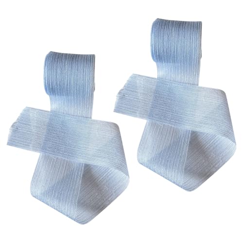 2 Rollen 5 m x 4 cm Knitter-Chiffonbänder Tüll Geschenkverpackung Band Breit Hochzeit Einladungsband Dekorative Knitterbänder Mode Schleife Herstellung Strings Blumenstrauß Dekorationen Blau von FSSTUD