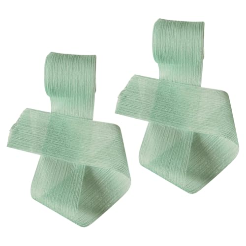 2 Rollen 5 m x 4 cm Knitter-Chiffonbänder Tüll Geschenkverpackung Band Breit Hochzeit Einladungsband Dekorative Knitterbänder Mode Schleife Herstellung Strings Blumenstrauß Dekorationen Grün von FSSTUD