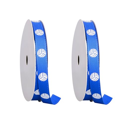 2 Rollen 9mm x 9m dünnes Volleyball Geschenkband Sport Thema Ripsband Sport Ball Thema Bänder Sport Handwerk Stoffbänder Volleyball Team Party Dekorationen für Schleifen Geschenke von FSSTUD