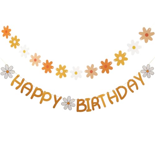 2 Streifen Happy Birthday Blumen Banner Set Gänseblümchen Blume Party Banner Girlande Papier Happy Birthday Hängeschild Gänseblümchen Motto Party Dekorationen für Kinder Erwachsene 2 Streifen Happy Birthday Blumen Banner Set Gänseblümchen Blume Party Banner Girlande Papier Happy Birthday Hängeschild Gänseblümchen Motto Party Dekorationen für Kinder Erwachsene von FSSTUD