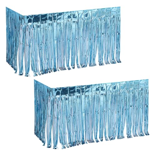 2 Stück 275 x 75 cm Folien-Lametta-Tischrock, Folienfransen-Tischschlangen, einfarbig, Tischröcke, metallisch, Geburtstagsparty-Tischdekoration, glänzendes Lametta, Party-Dekorationen für Hochzeit 2 Stück 275 x 75 cm Folien-Lametta-Tischrock, Folienfransen-Tischschlangen, einfarbig, Tischröcke, metallisch, Geburtstagsparty-Tischdekoration, glänzendes Lametta, Party-Dekorationen für Hochzeit von FSSTUD