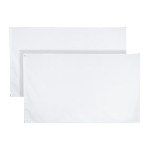 2 Stück 90 x 150 cm große weiße Stoffflaggen DIY Blanko-Flaggen Banner bemalbare einfarbige Flagge Prozession Feier Flagge Dekoration mit Metallösen für Spielparty von FSSTUD