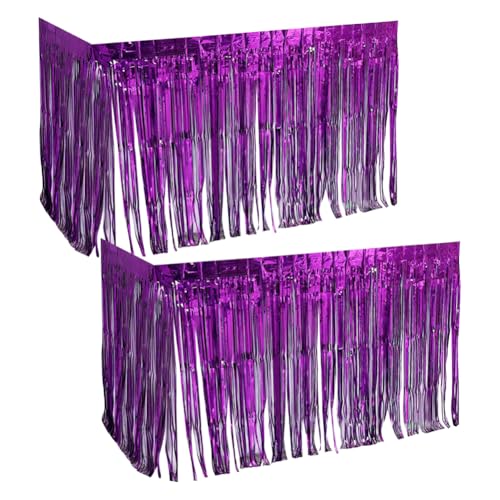 2 Stück Folienfransen Lametta Tischrock Rechteckige Tischschlangen Banner Babyparty Tischvorhang Geburtstag Party Tischdecke Rock Metallic Weihnachten Tischdekorationen Lila 2 Stück Folienfransen Lametta Tischrock Rechteckige Tischschlangen Banner Babyparty Tischvorhang Geburtstag Party Tischdecke Rock Metallic Weihnachten Tischdekorationen Lila von FSSTUD