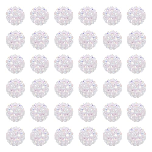 20 Stück 20 mm runde Harz-Strassperlen mit glitzernden Kugeln, große glitzernde Diamantperlen, klobige Kristall-Abstandshalter für DIY-Dekoration, bunt von FSSTUD