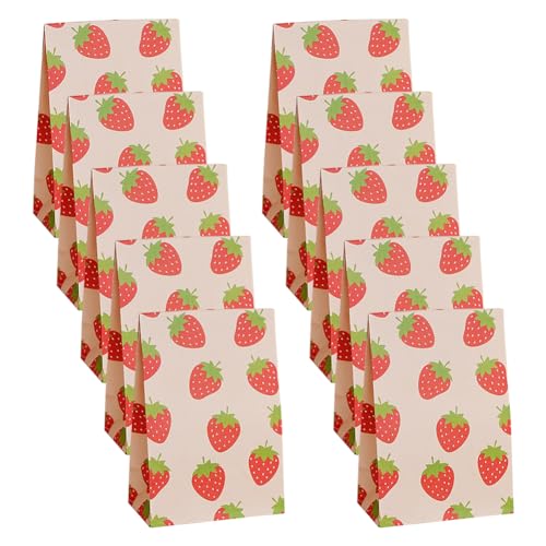 20 Stück Erdbeer-Partytüten mit Obstmotiven, rote Geschenk-Papiertüten, Süßigkeitentüten, süße Snack-Tüten, Geschenktüten für Geburtstagspartys 20 Stück Erdbeer-Partytüten mit Obstmotiven, rote Geschenk-Papiertüten, Süßigkeitentüten, süße Snack-Tüten, Geschenktüten für Geburtstagspartys von FSSTUD