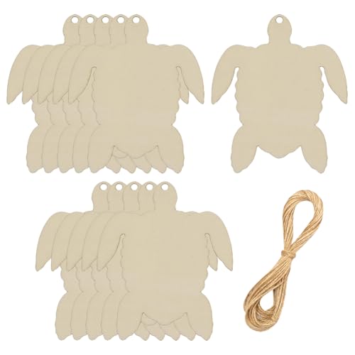 FSSTUD 20 Stück Holz-Schildkröten-Ausschnitte, blanko, Malscheiben, unlackierte Meerestier-Ausschnitte, Holzschildkröte, Ornamente, Basteln, Holzstücke, Holzschilder mit Jute-Schnur für Party FSSTUD 20 Stück Holz-Schildkröten-Ausschnitte, blanko, Malscheiben, unlackierte Meerestier-Ausschnitte, Holzschildkröte, Ornamente, Basteln, Holzstücke, Holzschilder mit Jute-Schnur für Party von FSSTUD