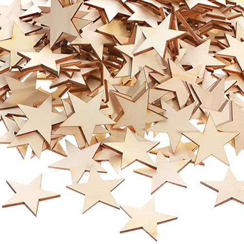 200 Stück 2,5 cm kleine, unlackierte Holzsterne, Sterne, Holzstücke, sternförmige Holzausschnitte, blanko, Holz-Stern-Ornamente, Mini-Holzscheiben, dekorative Bastelsterne für DIY-Projekte 200 Stück 2,5 cm kleine, unlackierte Holzsterne, Sterne, Holzstücke, sternförmige Holzausschnitte, blanko, Holz-Stern-Ornamente, Mini-Holzscheiben, dekorative Bastelsterne für DIY-Projekte von FSSTUD