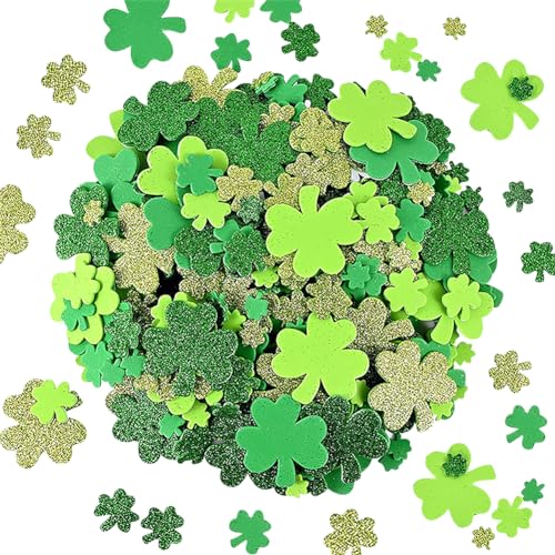 FSSTUD 200 Stück St. Patrick's Day Kleeblatt Schaumstoff-Aufkleber, selbstklebend, Basteln, Kleeblatt, bunte Glitzer-Schaumstoff-Aufkleber, Glücksklee-Schaumstoff-Aufkleber, dekorative FSSTUD 200 Stück St. Patrick's Day Kleeblatt Schaumstoff-Aufkleber, selbstklebend, Basteln, Kleeblatt, bunte Glitzer-Schaumstoff-Aufkleber, Glücksklee-Schaumstoff-Aufkleber, dekorative von FSSTUD