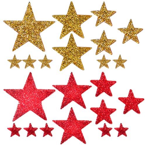 22 Stück Aufnäher zum Aufbügeln mit Stern, Strasssteinen, Glitzerstern-Applikationen, Verzierungen, Glitzer-Applikationen, Sterne, glitzernd, dekorative Kleidungsapplikationen für Weihnachten 22 Stück Aufnäher zum Aufbügeln mit Stern, Strasssteinen, Glitzerstern-Applikationen, Verzierungen, Glitzer-Applikationen, Sterne, glitzernd, dekorative Kleidungsapplikationen für Weihnachten von FSSTUD