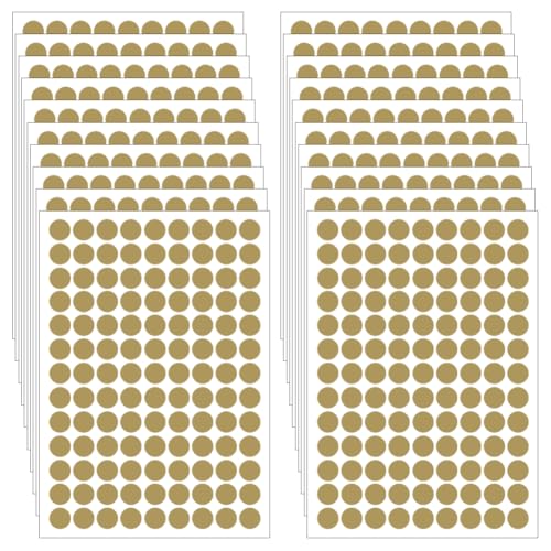 2340 Stück selbstklebende Punkt-Aufkleber, runde Codierungsetiketten, kleine Punkte, Aufkleber, Basteln, Kreisaufkleber, Büro, Etikettieraufkleber, rund, entfernbare Etiketten für Zuhause, goldfarben 2340 Stück selbstklebende Punkt-Aufkleber, runde Codierungsetiketten, kleine Punkte, Aufkleber, Basteln, Kreisaufkleber, Büro, Etikettieraufkleber, rund, entfernbare Etiketten für Zuhause, goldfarben von FSSTUD