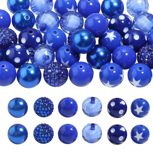 24 Stück 20 mm große Acryl-Perlen aus Kaugummi, Perlen, Perlen, Stift, Fokusperlen, Strass, Perlen, glänzend, facettiert, Perlen für DIY-Schmuckherstellung, Königsblau 24 Stück 20 mm große Acryl-Perlen aus Kaugummi, Perlen, Perlen, Stift, Fokusperlen, Strass, Perlen, glänzend, facettiert, Perlen für DIY-Schmuckherstellung, Königsblau von FSSTUD