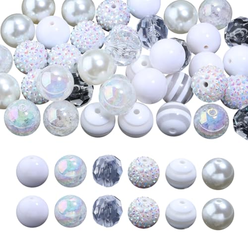 24 Stück 20 mm große Acryl-Perlen aus Kaugummi, Perlen, Perlen, Stift, Fokusperlen, Strass, Perlen, glänzend, facettiert, für DIY-Schmuckherstellung, Weiß 24 Stück 20 mm große Acryl-Perlen aus Kaugummi, Perlen, Perlen, Stift, Fokusperlen, Strass, Perlen, glänzend, facettiert, für DIY-Schmuckherstellung, Weiß von FSSTUD