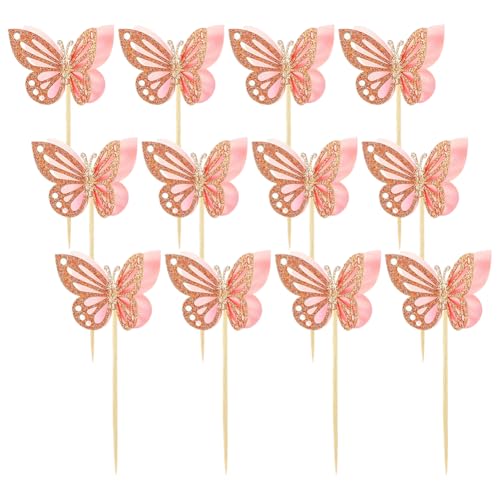 24 Stück glitzernde Schmetterling-Kuchenaufsätze, Papier-Schmetterling, Cupcake-Topper, niedliche Gebäckaufsätze, Babyparty, Cupcake-Zahnstocher, 3D-Schmetterlinge, Kuchendekorationen für Hochzeit 24 Stück glitzernde Schmetterling-Kuchenaufsätze, Papier-Schmetterling, Cupcake-Topper, niedliche Gebäckaufsätze, Babyparty, Cupcake-Zahnstocher, 3D-Schmetterlinge, Kuchendekorationen für Hochzeit von FSSTUD