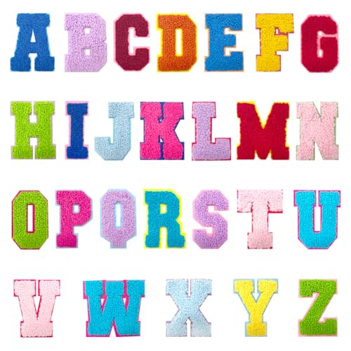 26 Stück 7 cm große Chenille-Buchstaben-Aufnäher, bunte Buchstaben-Applikationen, zum Aufnähen von Alphabet-Applikationen von A bis Z, Kleidung, zum Aufbügeln von Buchstaben, Alphabet, Stoffaufnäher 26 Stück 7 cm große Chenille-Buchstaben-Aufnäher, bunte Buchstaben-Applikationen, zum Aufnähen von Alphabet-Applikationen von A bis Z, Kleidung, zum Aufbügeln von Buchstaben, Alphabet, Stoffaufnäher von FSSTUD