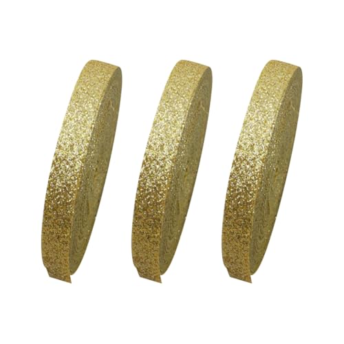 3 Rollen 1 cm x 9,1 m dünnes Stoff-Glitzerband Rollen, glitzerndes Geschenkband, glänzende Weihnachtsbaum-Bänder, Urlaub, funkelnde Metallbänder für Ornamente, Dekoration, Gelb 3 Rollen 1 cm x 9,1 m dünnes Stoff-Glitzerband Rollen, glitzerndes Geschenkband, glänzende Weihnachtsbaum-Bänder, Urlaub, funkelnde Metallbänder für Ornamente, Dekoration, Gelb von FSSTUD