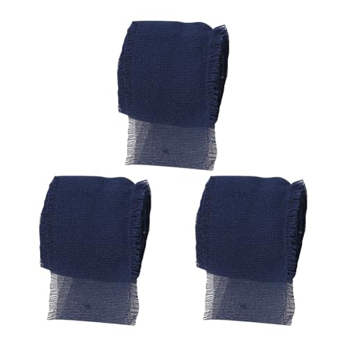 3 Rollen 4 cm x 5 m breites Fransen-Chiffonband ausgefranster Rand Stoffbänder Hochzeitsstrauß Geschenkbänder elegante Geschenkbandrollen weiches dekoratives Band für Urlaubsdekoration Marineblau 3 Rollen 4 cm x 5 m breites Fransen-Chiffonband ausgefranster Rand Stoffbänder Hochzeitsstrauß Geschenkbänder elegante Geschenkbandrollen weiches dekoratives Band für Urlaubsdekoration Marineblau von FSSTUD