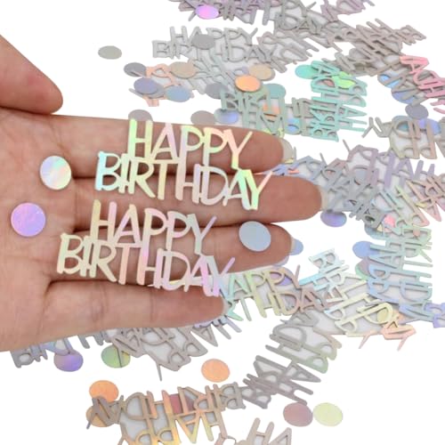 30 Gramm Glitzer Happy Birthday Tischkonfetti Punkte Geburtstag Party Tisch Streuung Funkelnde Geburtstagsdekoration Regenbogen schillernde Party Dekorationen für DIY Kunst Handwerk von FSSTUD