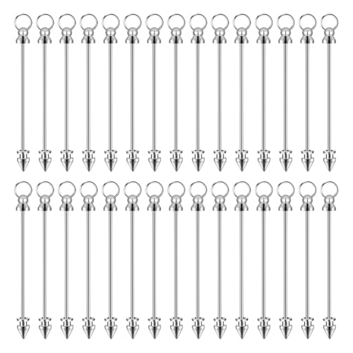 30 Stück Perlen-Schlüsselanhänger, Rohlinge, kreative Metall-Schlüsselanhänger-Stangen, DIY-Schlüsselanhänger, Sticks, Basteln, Schlüsselanhänger, für Schmuckherstellung von FSSTUD