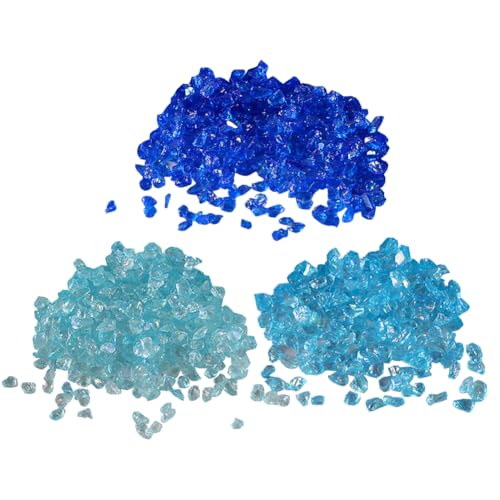 300 Gramm 2-4 mm Glitzer Blau Crushed Glass Kleine zerbrochene Glasstücke Unregelmäßig geformte Kristalle Chunky Kristall Pailletten Nail Art Chips Winzige Bastelsteine Vase Füller-Chips für von FSSTUD