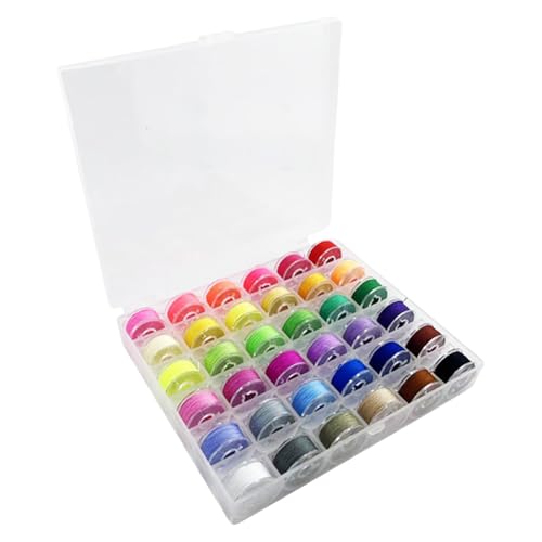 36-teiliges Nähgarn- und Spulen-Set, vorgewickelte Kunststoff-Nähmaschinen-Spulen, Stickgarn, Spulen-Set, Polyester-Nähschnur mit Aufbewahrungsbox, mehrfarbig 36-teiliges Nähgarn- und Spulen-Set, vorgewickelte Kunststoff-Nähmaschinen-Spulen, Stickgarn, Spulen-Set, Polyester-Nähschnur mit Aufbewahrungsbox, mehrfarbig von FSSTUD