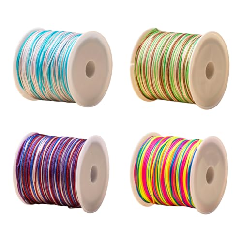 4 Rollen 0,8 mm bunte Nylonschnur für Perlenschnur, mehrfarbig, chinesische Knotenschnur, farbiges geflochtenes Garn für Bastelarbeiten, Schmuckherstellung 4 Rollen 0,8 mm bunte Nylonschnur für Perlenschnur, mehrfarbig, chinesische Knotenschnur, farbiges geflochtenes Garn für Bastelarbeiten, Schmuckherstellung von FSSTUD