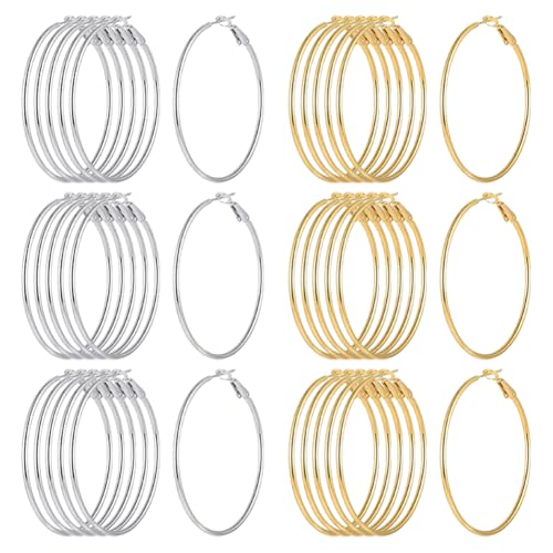 40 Stück große Perlencreolen, dünne Metall-Creolen, offene Ohrringe, rund, DIY, Handwerk, baumelnde Ohrringe, Metallic-Schmuckherstellung, Zubehör, 30 mm 40 Stück große Perlencreolen, dünne Metall-Creolen, offene Ohrringe, rund, DIY, Handwerk, baumelnde Ohrringe, Metallic-Schmuckherstellung, Zubehör, 30 mm von FSSTUD