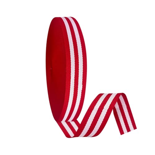 45 m x 1 cm dünnes rot weiß gestreiftes Band Weihnachten Streifen Ripsband Polyester Geschenkbox Verpackungsbänder Blumenstrauß Verpackungsbänder Xmas Stoff Trim für DIY Haarschmuck von FSSTUD