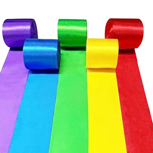 5 Rollen 5 cm breite Satinband-Rollen, Regenbogen-Geschenkband, großes Stoffband, Schleifenband, dekoratives Geschenkband, buntes Schleifenband, Hintergrund 5 Rollen 5 cm breite Satinband-Rollen, Regenbogen-Geschenkband, großes Stoffband, Schleifenband, dekoratives Geschenkband, buntes Schleifenband, Hintergrund von FSSTUD