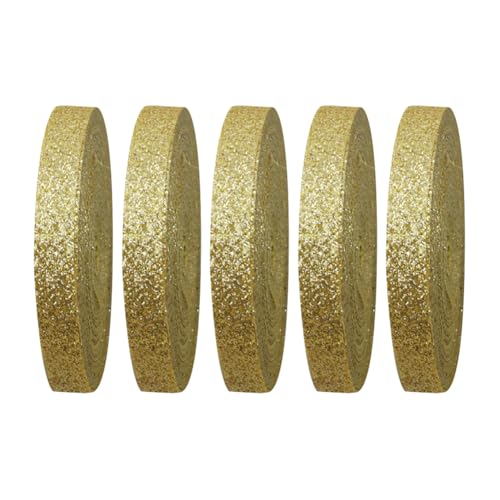 5 Rollen 9,1 m x 1 cm Glitzer-Geschenkband, glitzernde Schleifenherstellung, glänzendes Blumen-Band, Weihnachtsbaumdekorationsbänder, Valentinstag, dekorative Bänder, Gelb 5 Rollen 9,1 m x 1 cm Glitzer-Geschenkband, glitzernde Schleifenherstellung, glänzendes Blumen-Band, Weihnachtsbaumdekorationsbänder, Valentinstag, dekorative Bänder, Gelb von FSSTUD