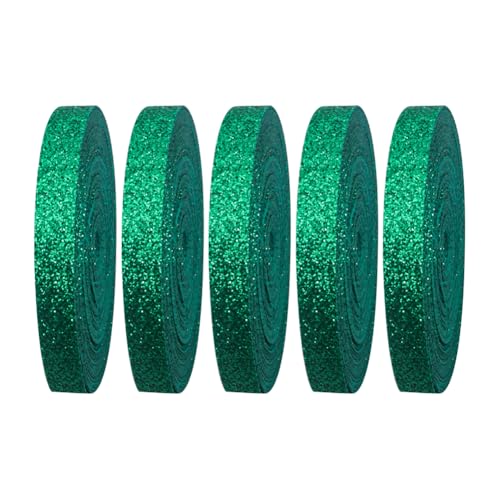 5 Rollen 9,1 m x 1 cm Glitzer-Geschenkband, glitzernde Schleifenherstellung, glänzendes Blumen-Band, Weihnachtsbaumdekorationsbänder, Valentinstag, dekorative Bänder, Grün 5 Rollen 9,1 m x 1 cm Glitzer-Geschenkband, glitzernde Schleifenherstellung, glänzendes Blumen-Band, Weihnachtsbaumdekorationsbänder, Valentinstag, dekorative Bänder, Grün von FSSTUD