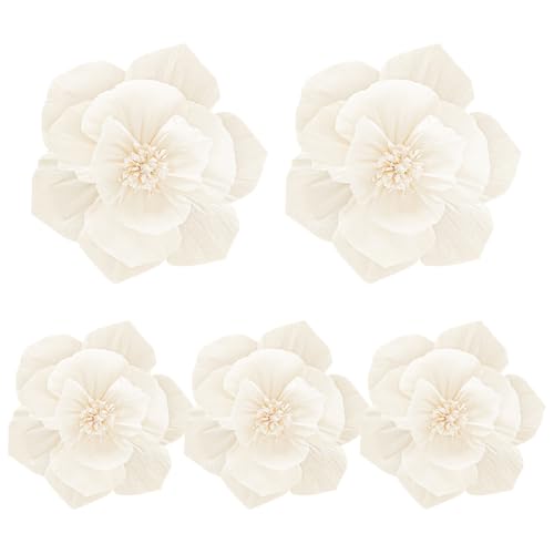 5 Stück 3D-Papierblumen, künstliche Krepppapierblumen, Hochzeits-Hintergrund, Seiden-Pompons, Kinderzimmer, Torbogen, Papierblumen, Party-Papierblumen, Dekorationen für Wanddekoration, Beige 5 Stück 3D-Papierblumen, künstliche Krepppapierblumen, Hochzeits-Hintergrund, Seiden-Pompons, Kinderzimmer, Torbogen, Papierblumen, Party-Papierblumen, Dekorationen für Wanddekoration, Beige von FSSTUD