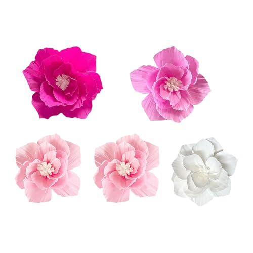 5 Stück große 3D-Blumen aus Seidenpapier, künstliche Krepppapierblumen, Hochzeitshintergrund, Pompons, Tischpapier, Blumenaufsätze, Kinderzimmer, Papierblumen, Dekorationen, Rosa / Weiß 5 Stück große 3D-Blumen aus Seidenpapier, künstliche Krepppapierblumen, Hochzeitshintergrund, Pompons, Tischpapier, Blumenaufsätze, Kinderzimmer, Papierblumen, Dekorationen, Rosa / Weiß von FSSTUD