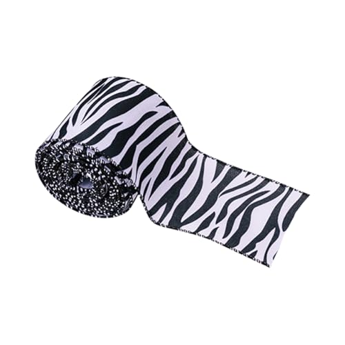 FSSTUD 5 m breites Zebra-bedrucktes Band mit Tiermuster, Band mit Drahtrand, Weihnachtsband, Geschenkband, Urlaub, Festival, für Party-Dekoration FSSTUD 5 m breites Zebra-bedrucktes Band mit Tiermuster, Band mit Drahtrand, Weihnachtsband, Geschenkband, Urlaub, Festival, für Party-Dekoration von FSSTUD